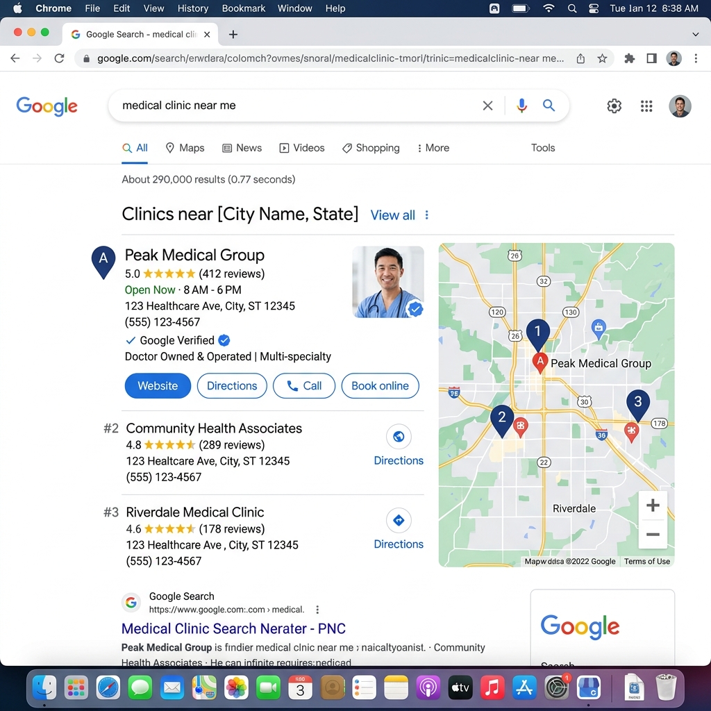 Google Maps local 3-pack #1 ranking result