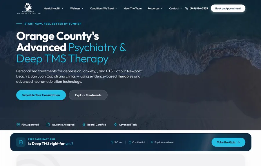 Resiliency Mind and Body Medicine website homepage